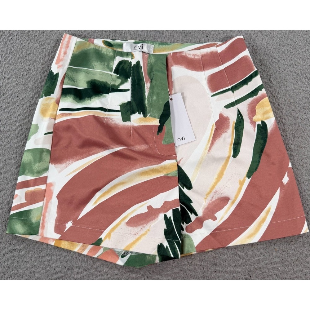 Ovi Shorts Women's Small Chino Abstract Print Summer Chic Resort Stretch NWT